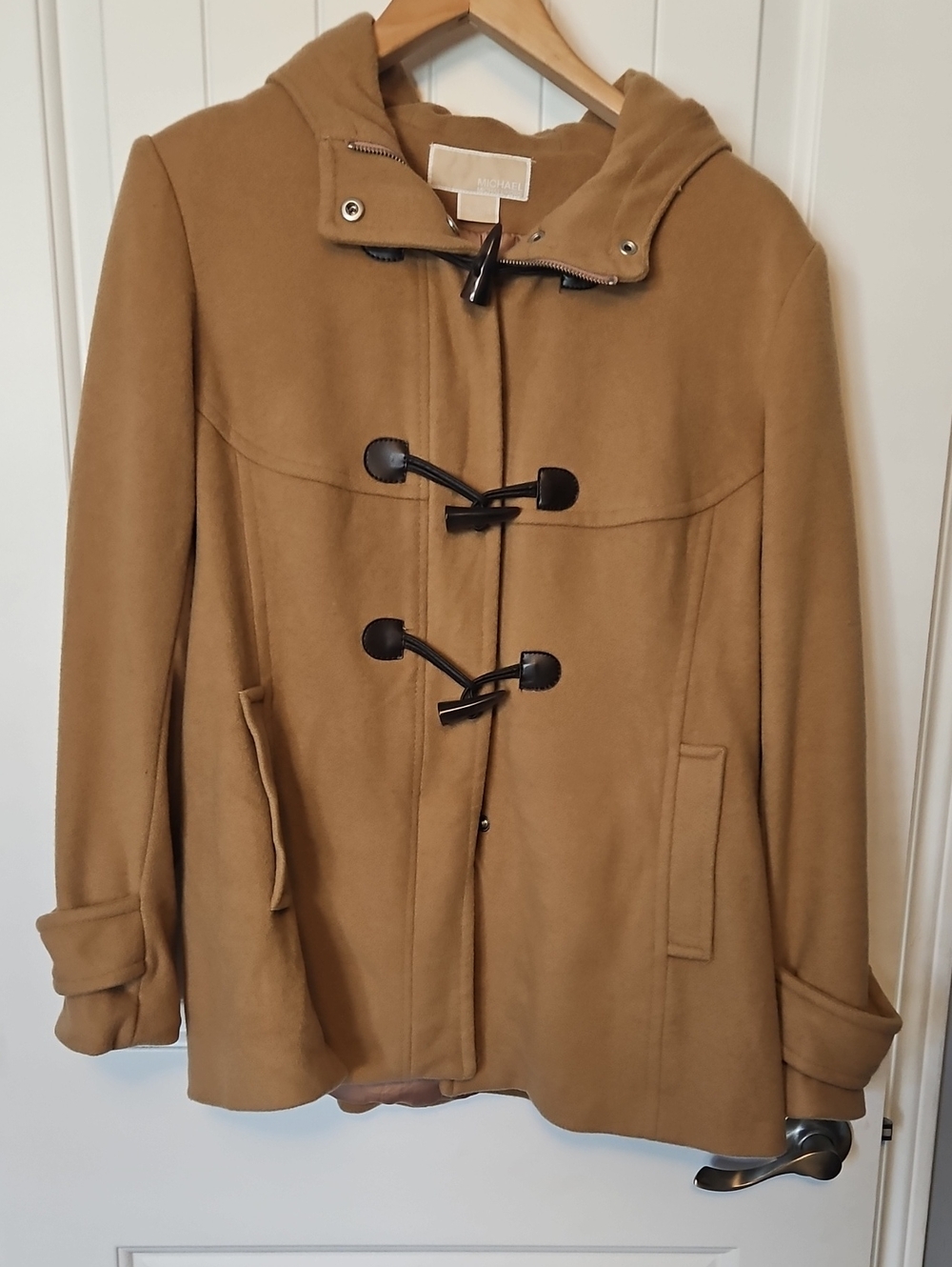 Michael Kors Camel Toggle Hooded Wool Coat